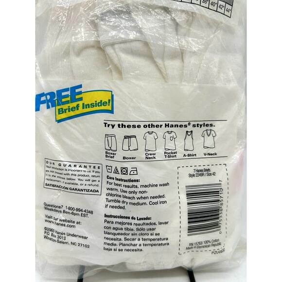 Brand New Vintage 2000 Hanes Briefs Size 42 Underwear 7 Total Pair Sealed Y2K - Picture 7 of 8